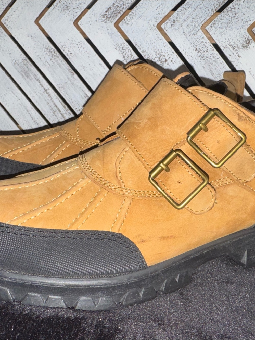 Polo by Ralph Lauren Tan Double Monk Strap Derby with Black Toe Cap